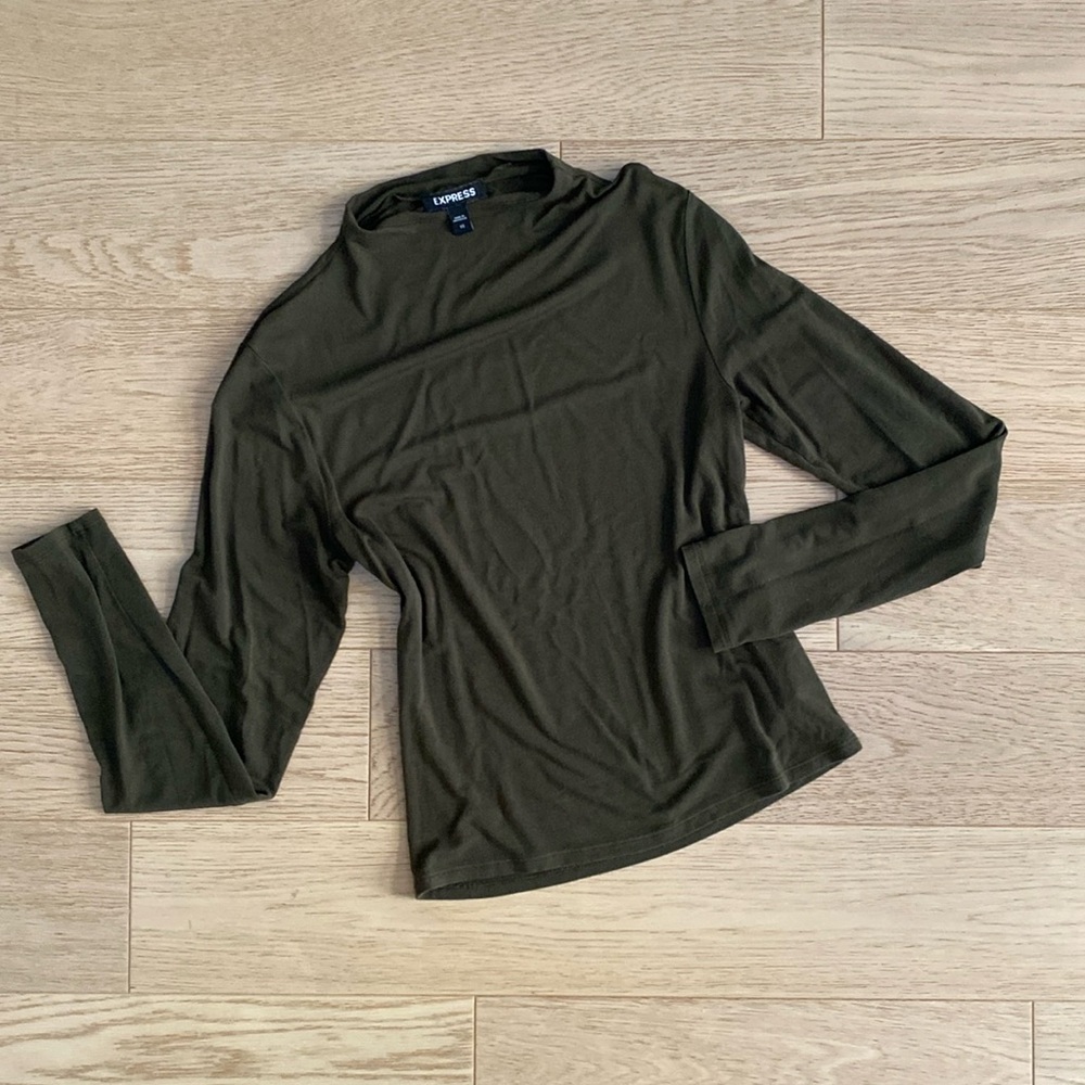 Express | Mock Neck Long Sleeve Olive Green